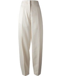 Белые шелковые широкие брюки от Christophe Lemaire