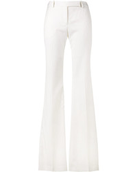 Белые шерстяные брюки-клеш от Alexander McQueen