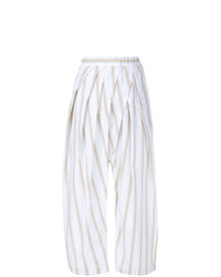 Белые широкие брюки в вертикальную полоску от Marni