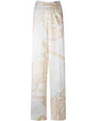 Белые широкие брюки с принтом от Agnona
