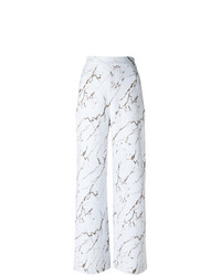Белые широкие брюки с принтом от Andrea Marques