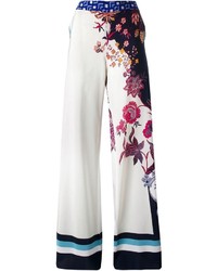 Белые широкие брюки с принтом от Etro