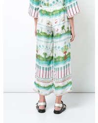 Белые широкие брюки с принтом от Le Sirenuse