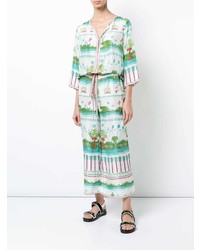 Белые широкие брюки с принтом от Le Sirenuse