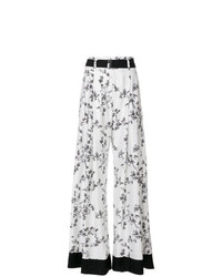 Белые широкие брюки с цветочным принтом от Ann Demeulemeester Blanche