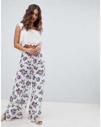 Белые широкие брюки с цветочным принтом от ASOS DESIGN