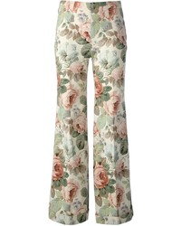 Белые широкие брюки с цветочным принтом от Biba