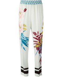 Белые широкие брюки с цветочным принтом от Etro