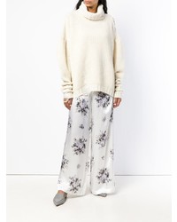 Белые широкие брюки с цветочным принтом от Ganni