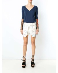 Женские белые шорты с вышивкой от Andrea Bogosian