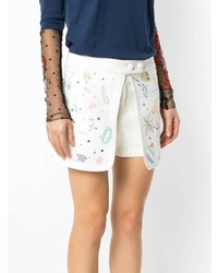 Женские белые шорты с вышивкой от Andrea Bogosian