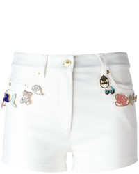 Женские белые шорты с украшением от Moschino