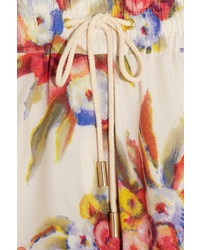Женские белые шорты с цветочным принтом от Zimmermann