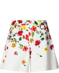Женские белые шорты с цветочным принтом от Oscar de la Renta