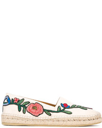 Женские белые эспадрильи с цветочным принтом от Gucci
