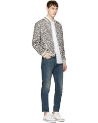 Мужской белый бомбер с принтом от Alexander McQueen