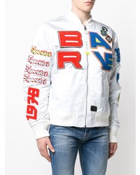 Мужской белый бомбер с принтом от Diesel