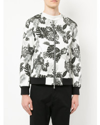 Мужской белый бомбер с цветочным принтом от Loveless