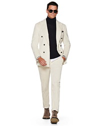 Белый вельветовый двубортный пиджак