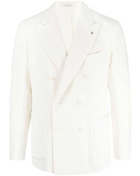 Мужской белый вельветовый двубортный пиджак от Tagliatore