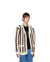 Мужской белый вязаный кардиган от Gucci