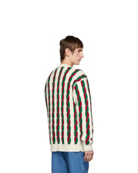 Мужской белый вязаный кардиган от Gucci