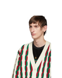 Мужской белый вязаный кардиган от Gucci