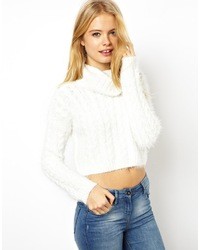 Белый вязаный короткий свитер от Asos