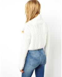 Белый вязаный короткий свитер от Asos
