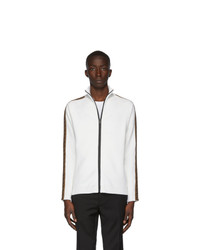 Белый вязаный свитер на молнии