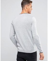 Мужской белый вязаный свитер с круглым вырезом от Selected