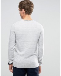 Мужской белый вязаный свитер с круглым вырезом от Selected