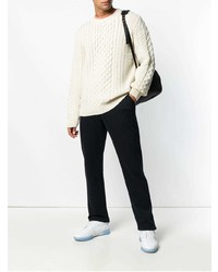 Мужской белый вязаный свитер от Sunspel