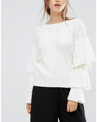 Женский белый вязаный свитер от Style Mafia
