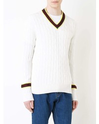 Мужской белый вязаный свитер от Kent & Curwen