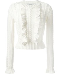 Женский белый вязаный свитер