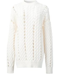 Белый вязаный свободный свитер от Alexander Wang