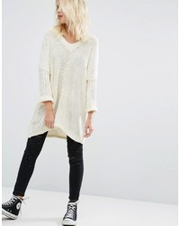 Белый вязаный свободный свитер от Noisy May