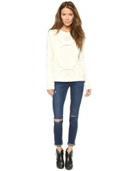 Белый вязаный свободный свитер от Eleven Paris