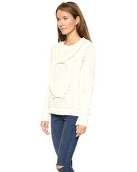 Белый вязаный свободный свитер от Eleven Paris