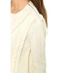 Белый вязаный свободный свитер от Eleven Paris