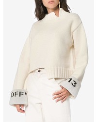 Белый вязаный свободный свитер от Off-White
