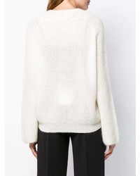 Белый вязаный свободный свитер от Blugirl