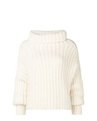 Белый вязаный свободный свитер от Maison Flaneur