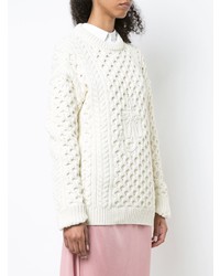Белый вязаный свободный свитер от JW Anderson