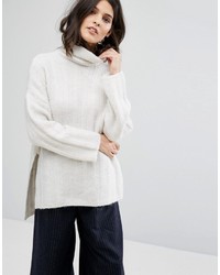 Белый вязаный свободный свитер от Selected