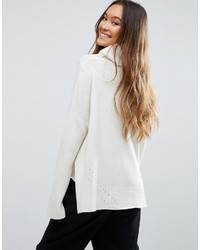 Белый вязаный свободный свитер от Shae
