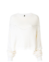 Белый вязаный свободный свитер от Unravel Project