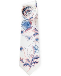 Мужской белый галстук с цветочным принтом от Alexander McQueen
