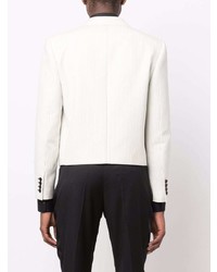 Мужской белый двубортный пиджак в вертикальную полоску от Saint Laurent